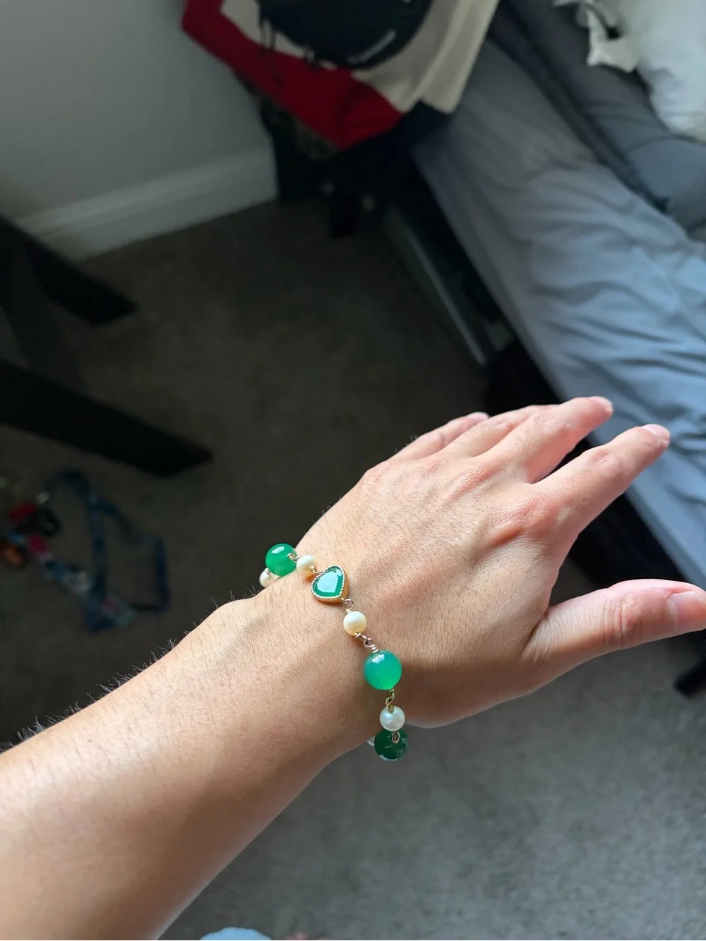 Veert Green Onyx Freshwater Pearl Bracelet